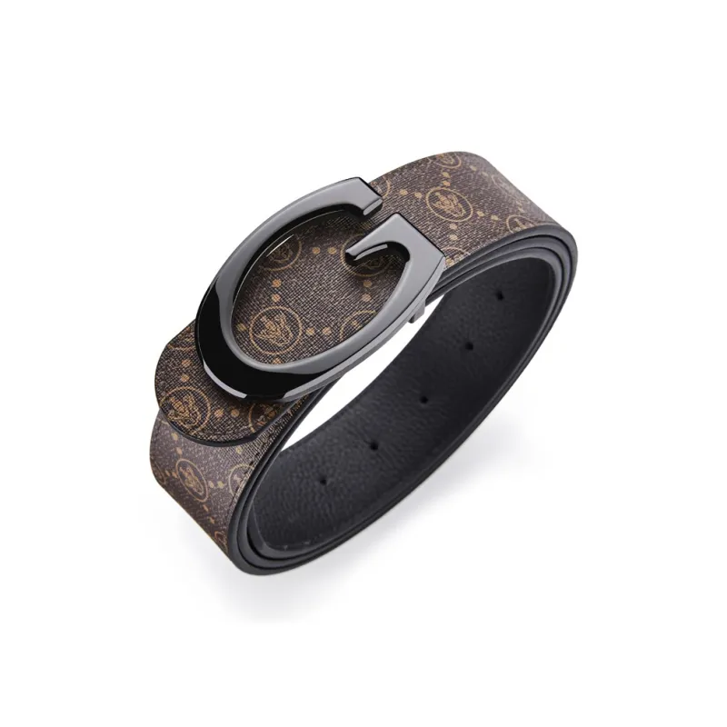 Jeccieziio Cow Leather Belts Men's Gunmetal, Gold, Silver Width 3.8CM-13