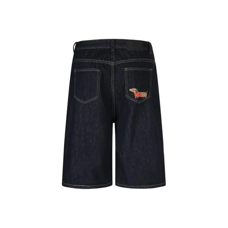 YINLEI Denim Shorts Men Vintage Blue-1