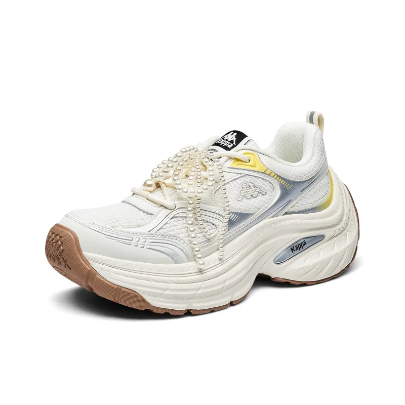 Kappa Back to Back Anti Slip And Wear Resistant Height Increasing Low Top Chunky Sneakers Women's White Silver-2