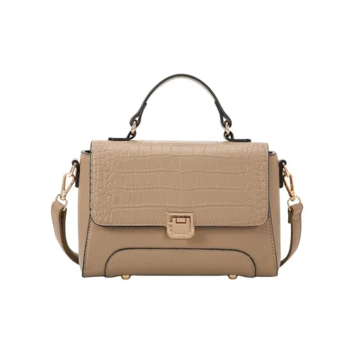 PAYOT Synthetic Leather Shoulder Bag, Crossbody Bag, Handbag Regular Women's Khaki/Red