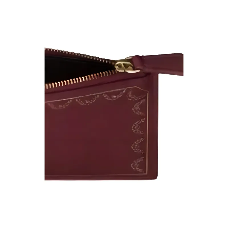 CARTIER GUIRLANDE Cow Leather Card Holder Women's Burgundy-4