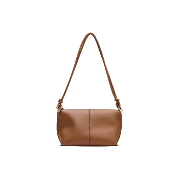 ZARA Polyurethane Shoulder Bag, Crossbody Bag Medium Size Women's Dark Brown Yellow