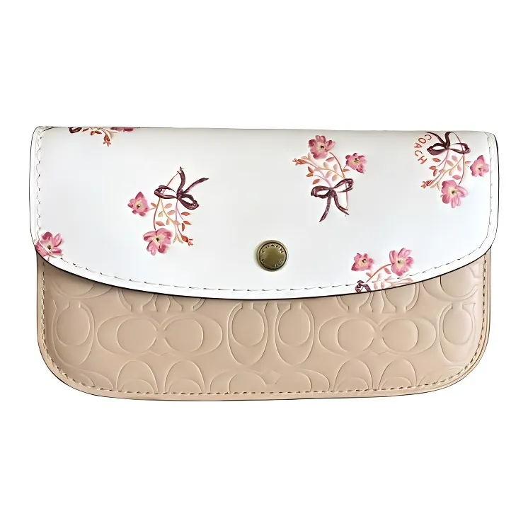 COACH Calfskin Wrist Bag Clutch Trumpets Women's Beech-1