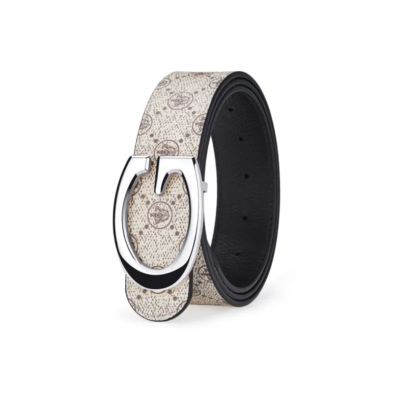 Jeccieziio Cow Leather Belts Men's Gunmetal, Gold, Silver Width 3.8CM-38
