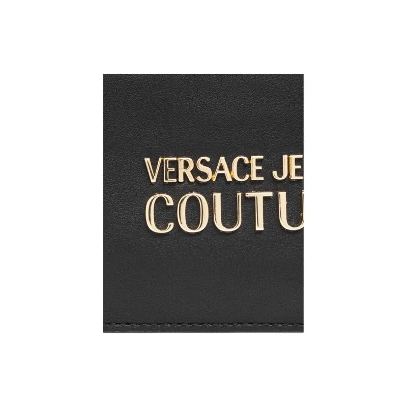 VERSACE JEANS COUTURE Stitched Leather Clutches Wallets Card Holders Women's Black-2