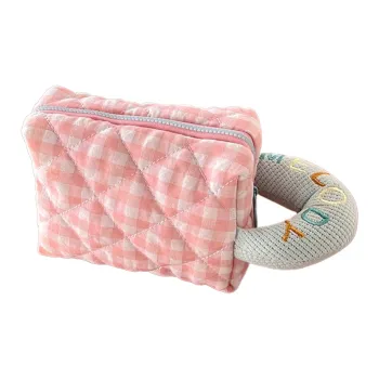 Gentle Welcome Refreshing Plaid Embroidery Portable Multifunction Makeup Bag, Storage Bag, Toiletry Bag