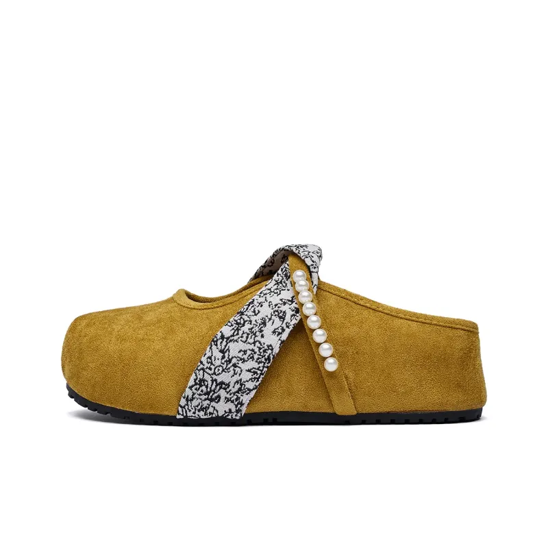 MUKALUO Rubber Sole Abrasion Resistant Slip Resistant Closed Toe Slippers Women's-7