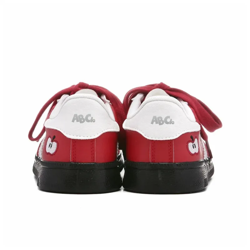 ABCIO Skateboard Shoes Women's Low Top Red Apple/White Red/Green Apple-4