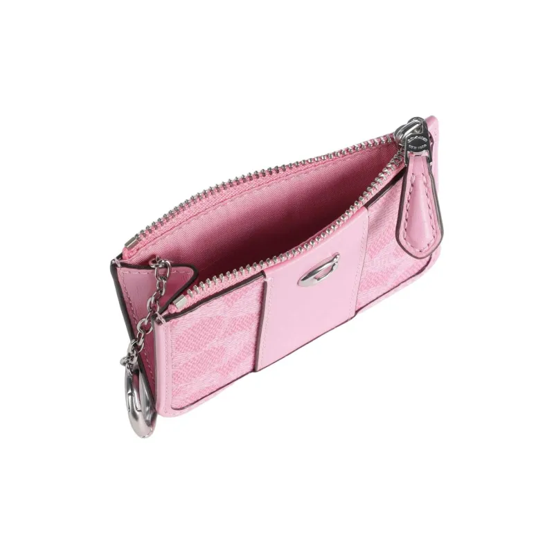 COACH Mini Id Skinny Coated Canvas With Calfskin Card Holder Mini Women's Bright Pink-3
