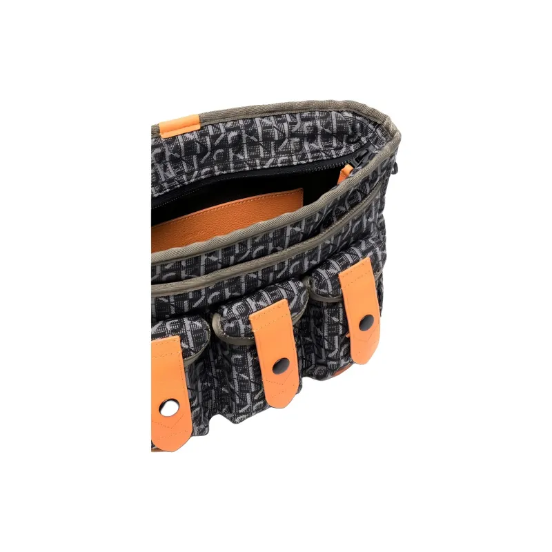 KENZO Fabric Messenger Bag Shoulder Bag Crossbody Bag Women's Gray & Orange-3