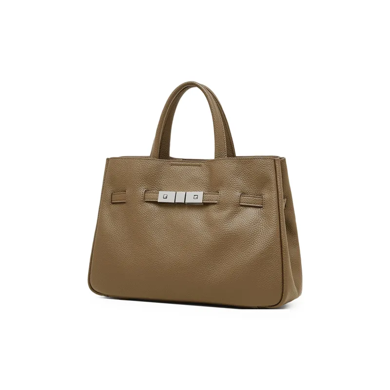 PIERRE CARDIN Cow Leather Shoulder Bag, Handbag Tubas Women's Black/Beige/Elephant Gray-9