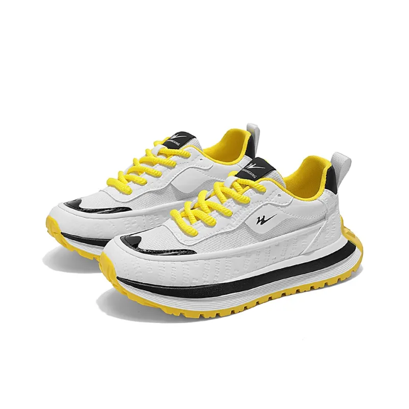 Binary Breathable Height Increase Low Top Casual Shoes Men's White Yellow-3