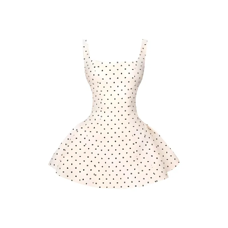 Dior Beauty Slip Dresses Women's Apricot Polka Dot Skirt-1