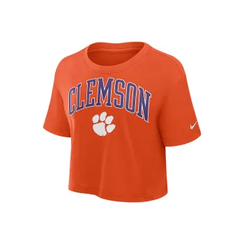 Nike Clemson Athletic Prep Arch Women's Nike Dri FIT College Cropped T Shirt