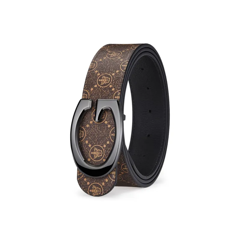 Jeccieziio Cow Leather Belts Men's Gunmetal, Gold, Silver Width 3.8CM-16
