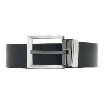 ARMANI EXCHANGEAE Recycled Leather, Split Cow Leather, Polyurethane Leather Belts Men's Black 3.5CM