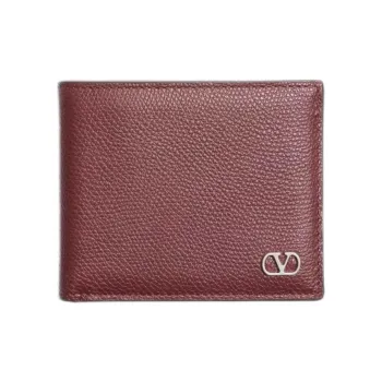 Valentino GARAVANI Grain Calfskin Wallet Unisex Rosewood Color