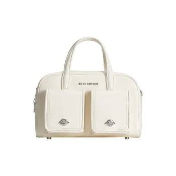 JELLYTOYBOY Artificial Leather Planet Frame Boston Bag One Shoulder Handbag Women's White/denim