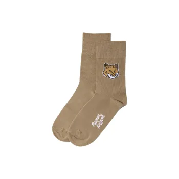 Maison Kitsune Mid Calf Socks Unisex 1 Pack Brown