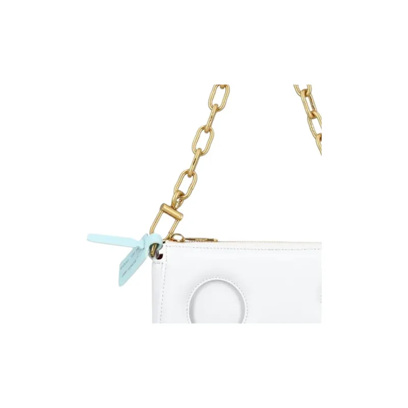 OFF WHITE Leather Shoulder Bag, Crossbody Bag Women's White-4