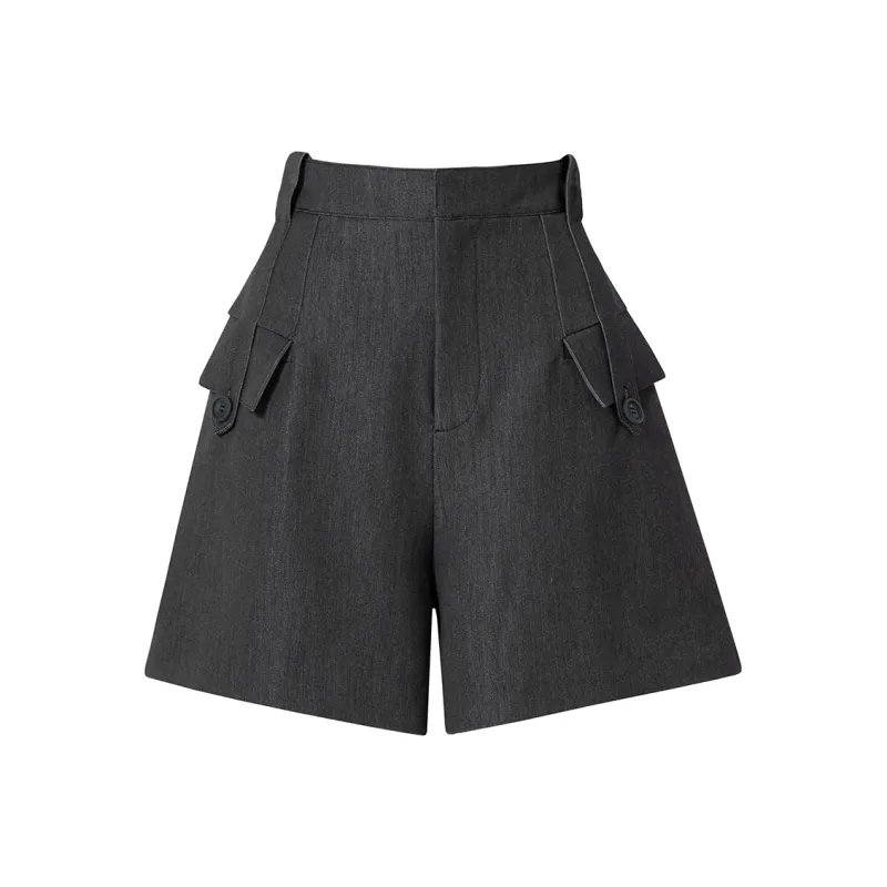 SOON FLOWER Casual Shorts Women's Black Gray-0
