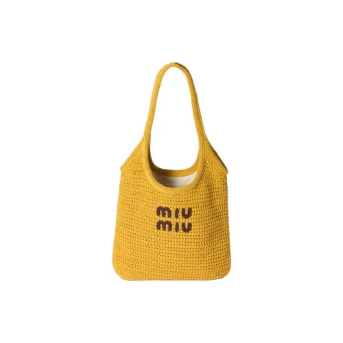 MIU MIU Ivy Cotton Tote Bag, Shopping Bag, Shoulder Bag, Handbag Women's Ochre