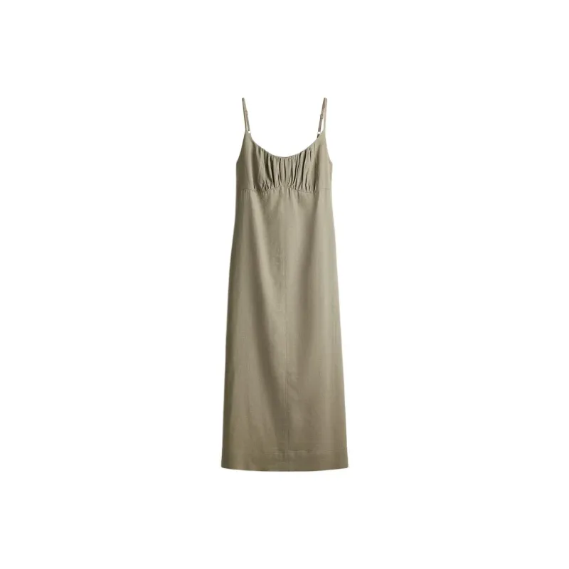 H&M Slip Dresses Women's Khaki Green-0