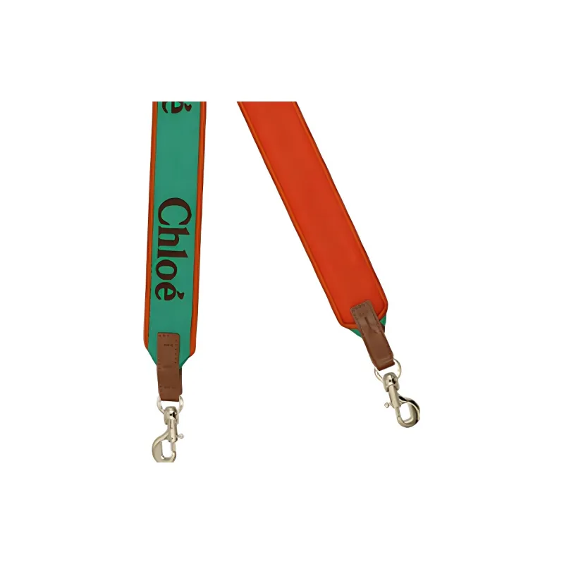 Chloe Linen Canvas Shoulder Strap Bag Strap Women's Green/Red-2