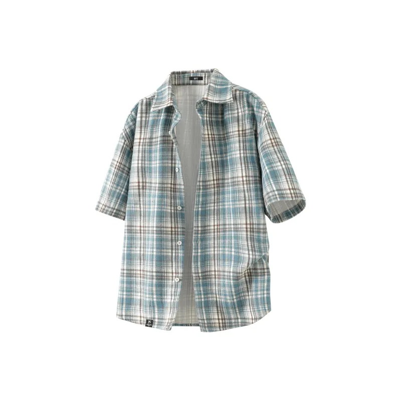 IN'S Shirts Unisex Blue Plaid-0