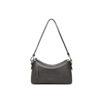 CNOLES Cow Leather Shoulder Bag Medium Size Women's Gray