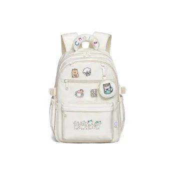 CNOLES Fabric Backpack Women's Cream White/Pink Blossom