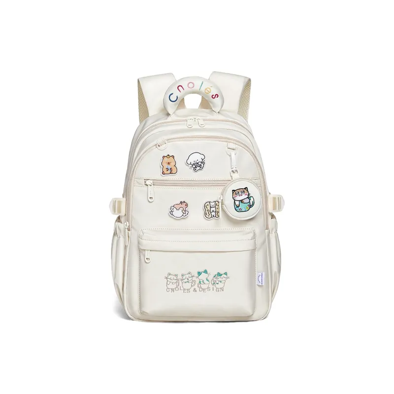 CNOLES Fabric Backpack Women's Cream White/Pink Blossom-0