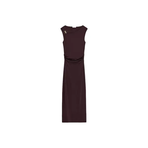 ZARA Sleeveless Dresses Women's Burgundy Red