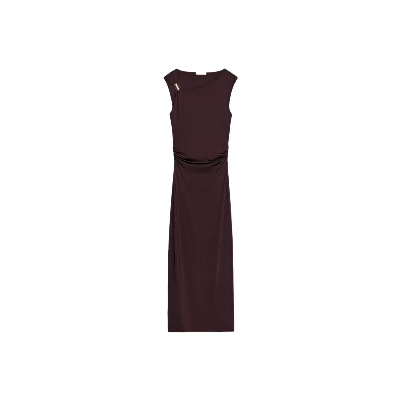 ZARA Sleeveless Dresses Women's Burgundy Red-0