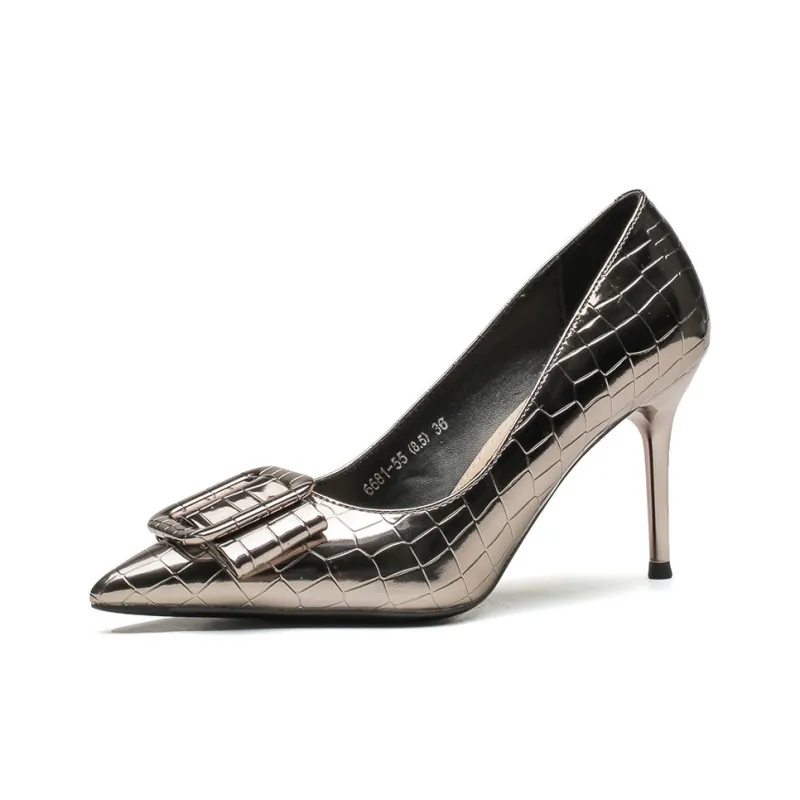 GOSO Slim Heel High Heels 6.5CM Women's Gunmetal-0