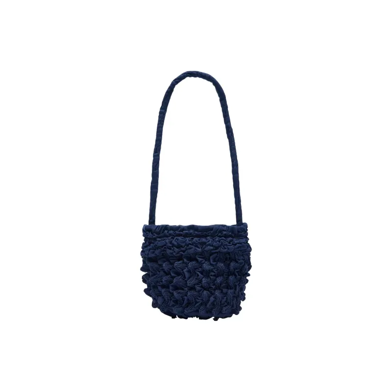 ZARA Cotton Shoulder Bag Women's Blue-0