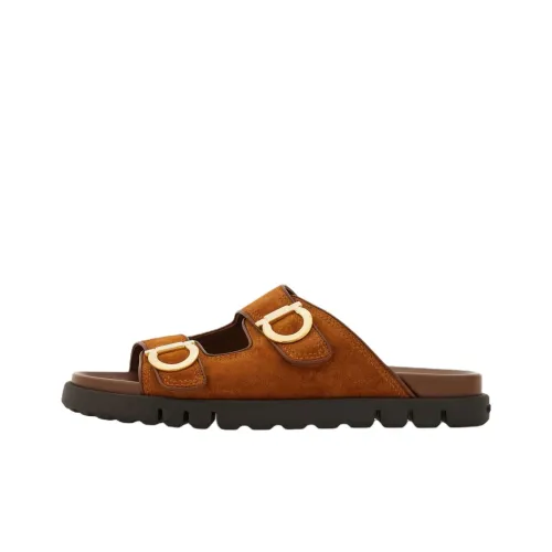FERRAGAMO GANCINI Slip Resistant Slide Slippers Men's Brown