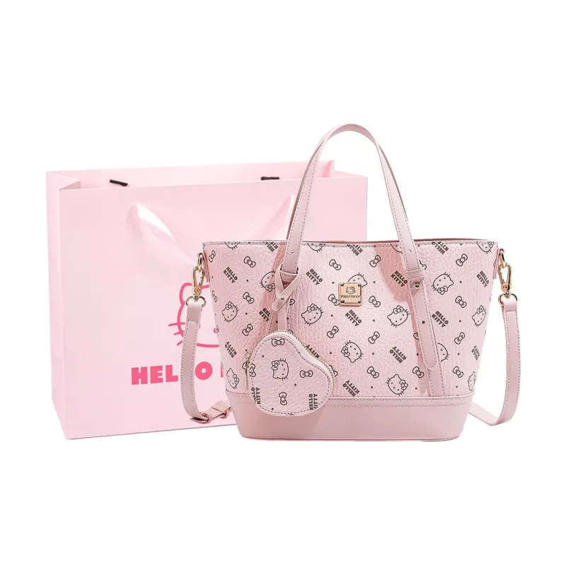 MESUCA Sanrio X Hello Kitty Collaboration Kitty Series PU Tote Bag, Shoulder Bag Regular Women's Pink-1