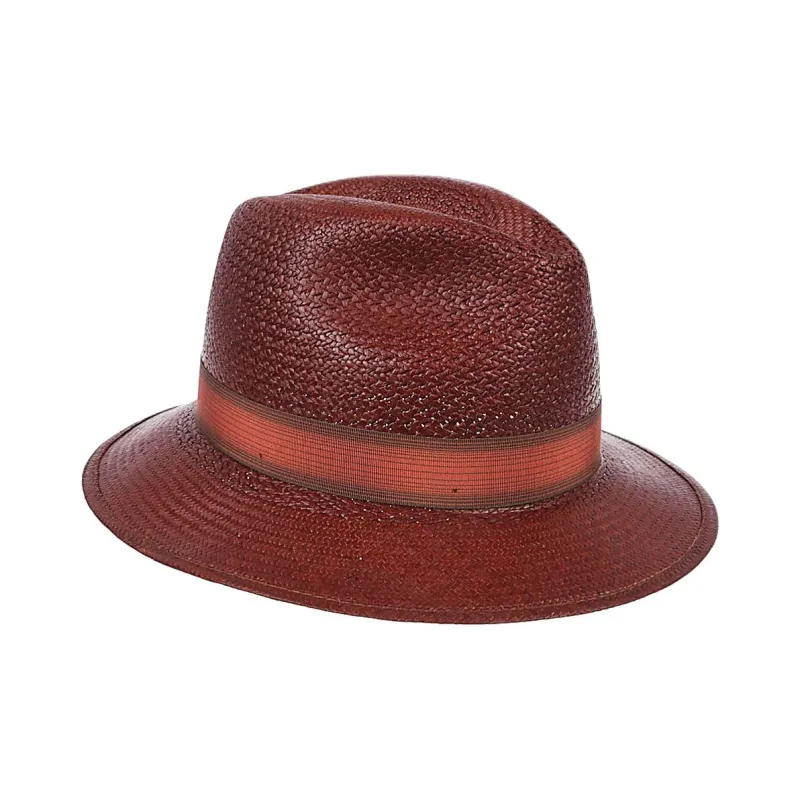 Borsalino Straw Bucket Hats Unisex Red-1