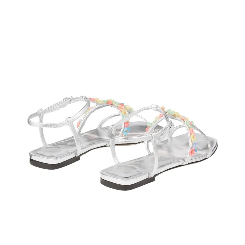 Jimmy Choo Gwyn Daisy Roman Sandals Women's Silver-3