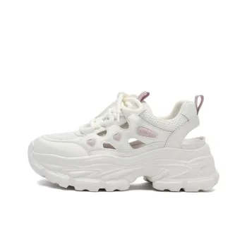JOSINY Anti Slip Wear Resistant Low Top Chunky Sneakers Women's Beige/Pink