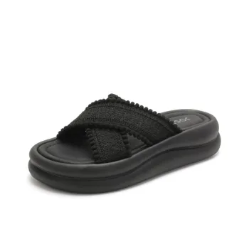 JOSINY Slip Resistant Abrasion Resistant Quick Dry Slide Slippers Women's Black