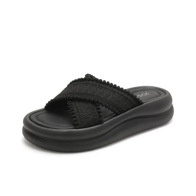 JOSINY Slip Resistant Abrasion Resistant Quick Dry Slide Slippers Women's Black-0