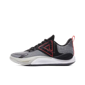 PEAK Shock Absorbers Slip Resistant Breathable Low Top Basketball Shoes Men's Medium Gray Black