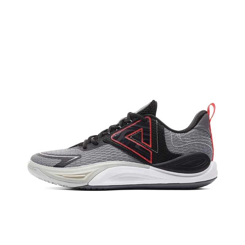 PEAK Shock Absorbers Slip Resistant Breathable Low Top Basketball Shoes Men's Medium Gray Black-0