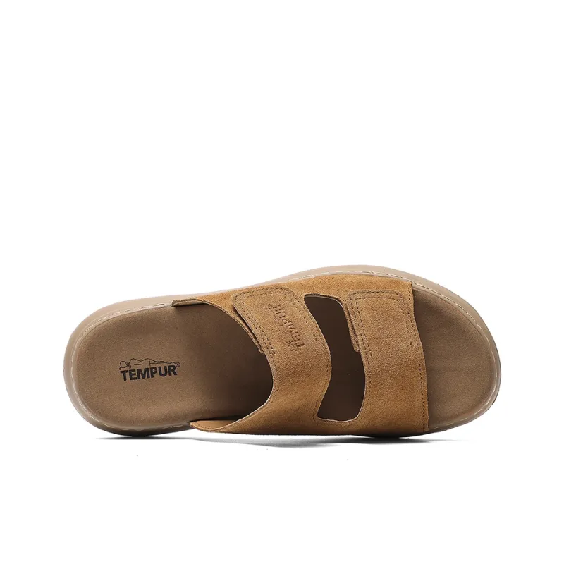 TEMPUR Slip Resistant Slide Slippers Men's Wheat Ear Brown-3