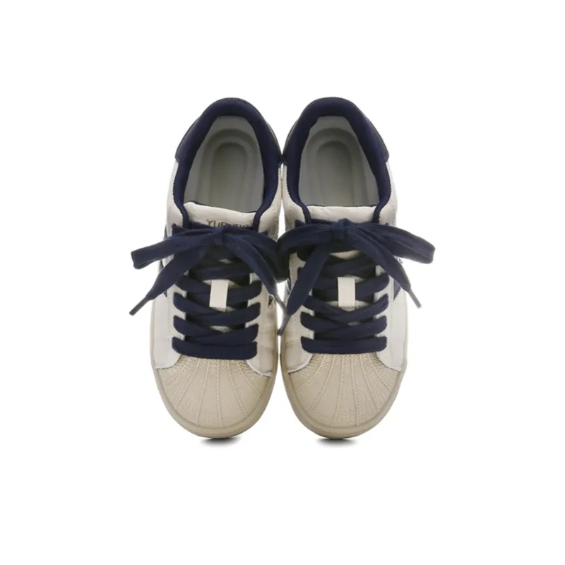 The New Age Family Low Top Skateboard Shoes Women's Beige Blue-2