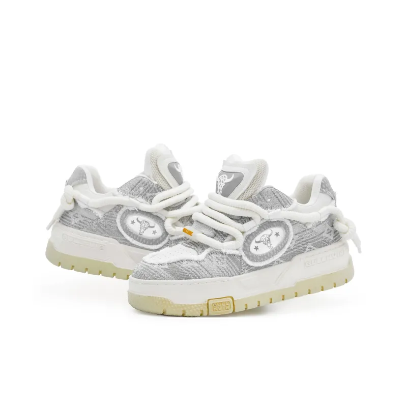 BULLKVIE Skateboard Shoes Unisex Low Top White-1