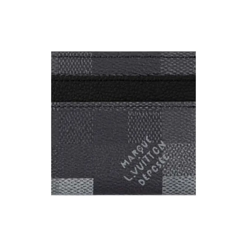 LOUIS VUITTON Damoflage Black Coated Canvas Card Holder Men's Black-4