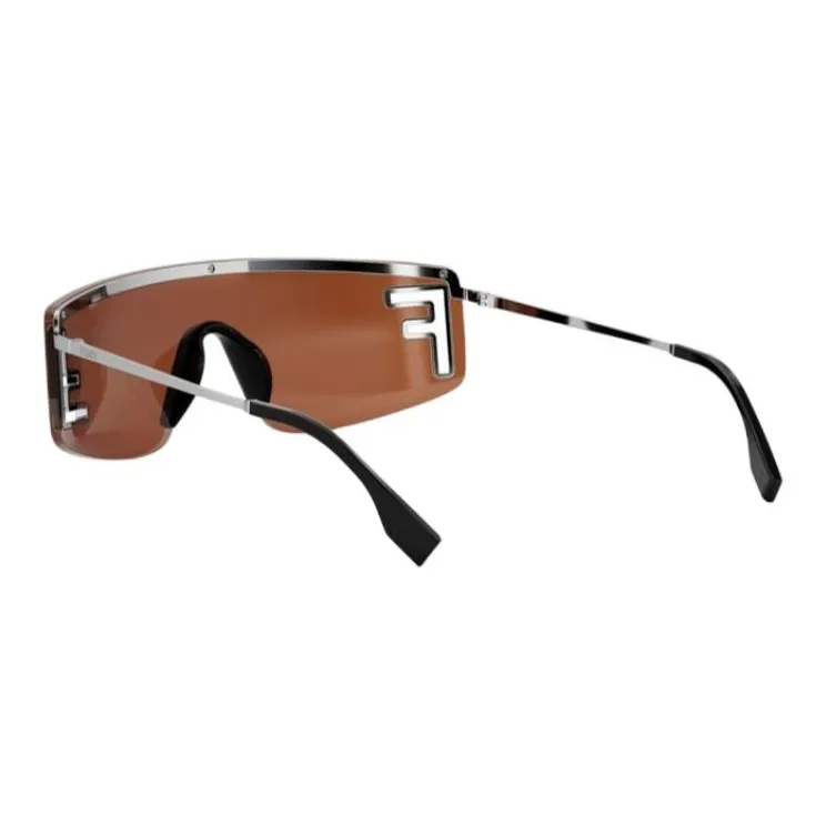 FENDI Metal Irregular Shape Sunglasses Men's Silver-2
